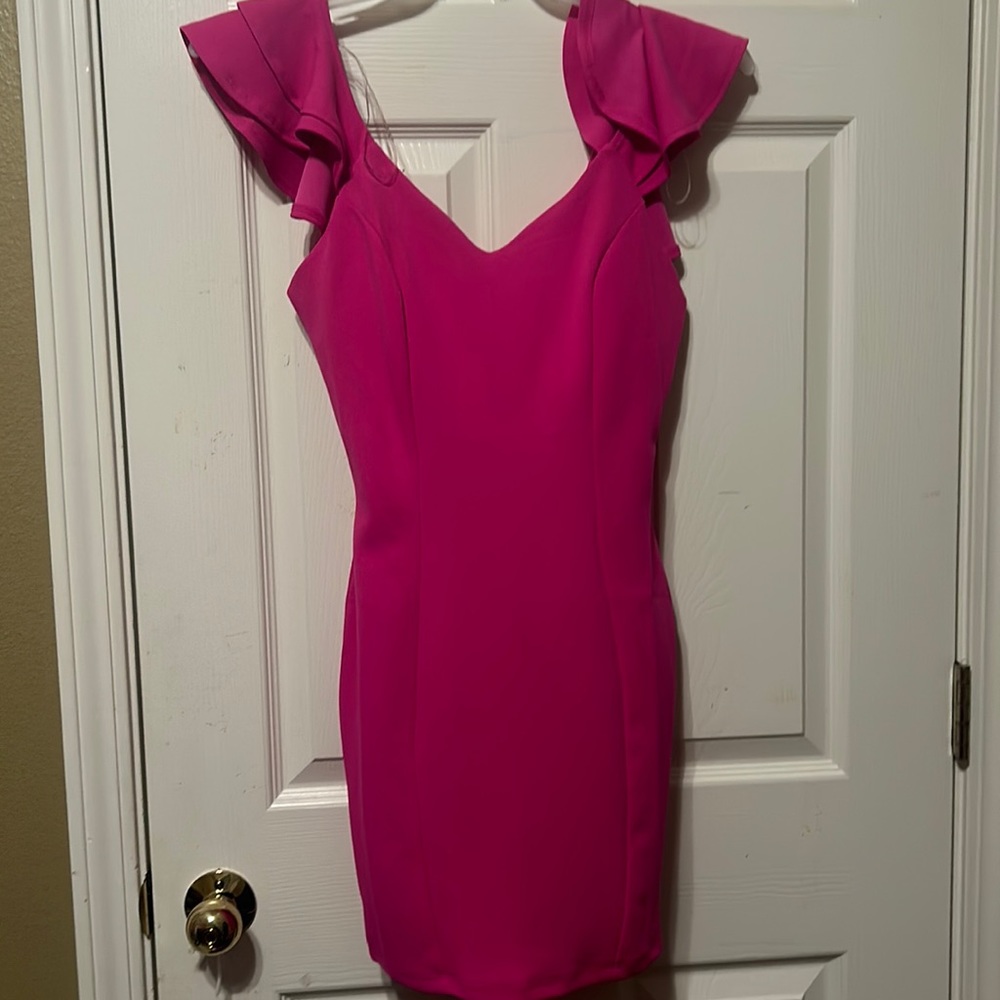 Hot pink cut out dress